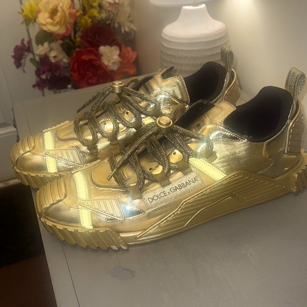 Dolce and Gabanna Gold Sneakers